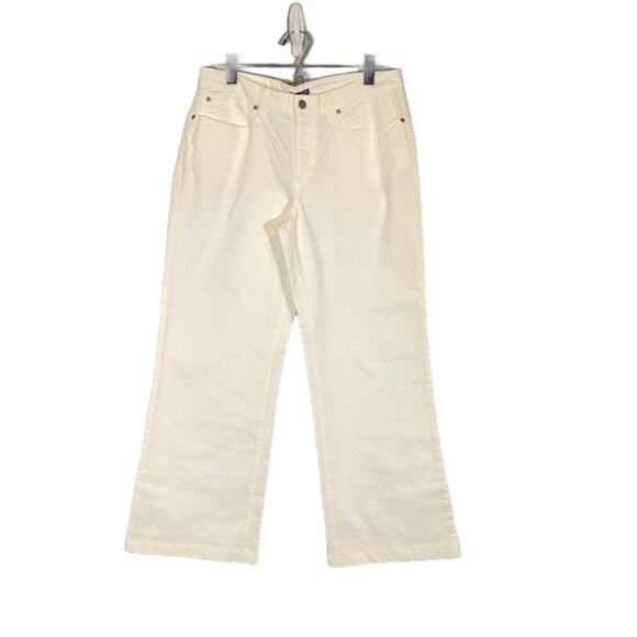 Eileen Fisher White Organic Cotton Blend Denim Boot Cut Jeans Women Sz 10 - Picture 1 of 9